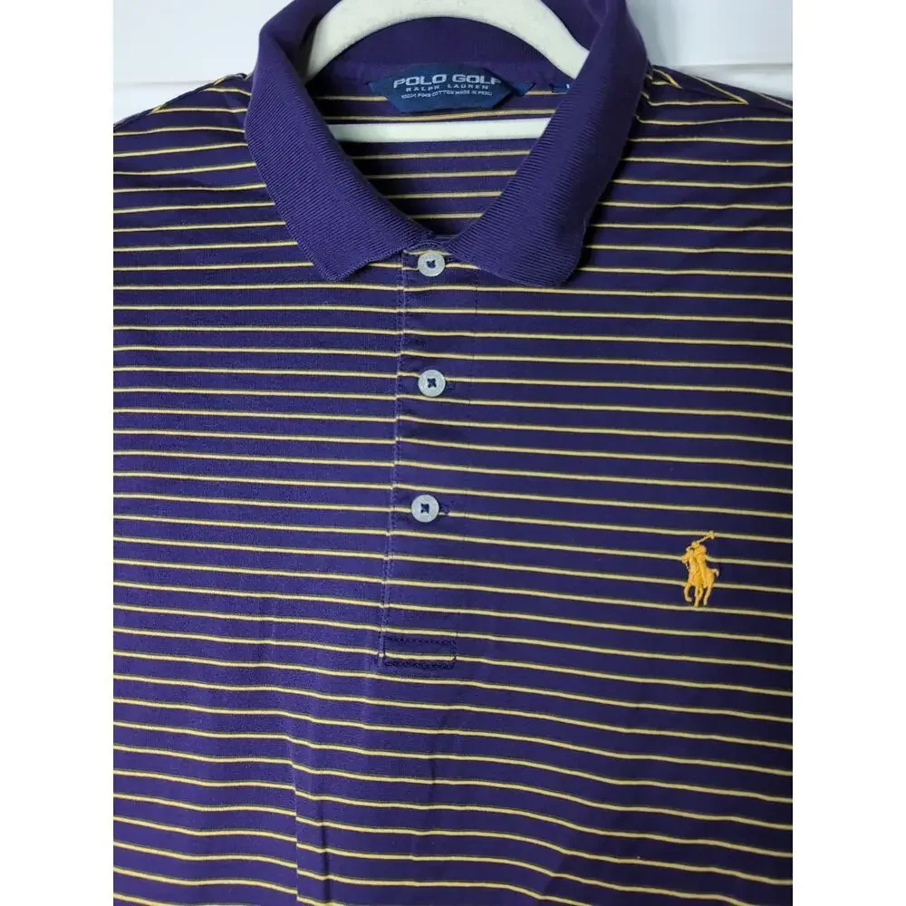 Polo Golf Ralph Lauren Men's L Pima Cotton Polo Shirt Pony Purple Yellow (876)